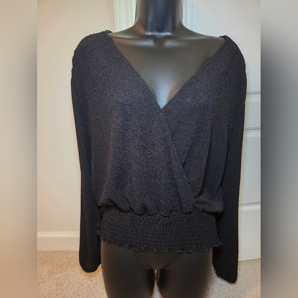 West Kei Black Wrap Top
